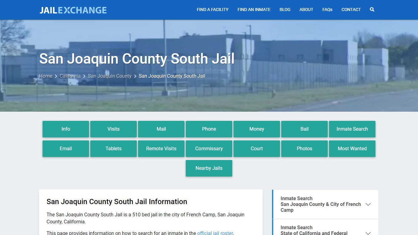 San Joaquin County South Jail, CA Inmate Search, Information
